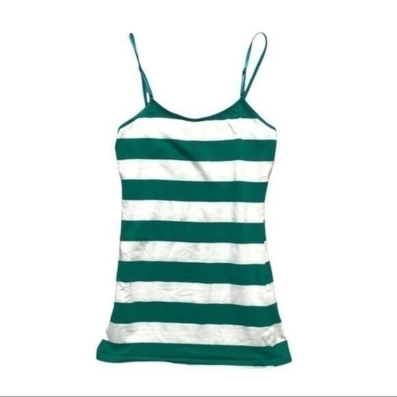 Striped Tank Top Spaghetti Straps Stripes Green White Size Medium Maternity - Picture 5 of 6